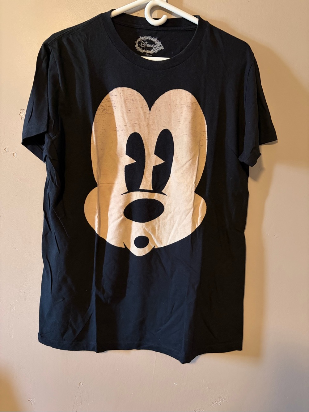 Disney Black Tee with Faded White Logo Print